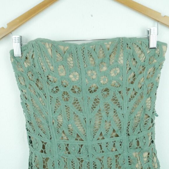 Betsey Johnson Size 2 Dress FLAWS Green Lace Goblincore Fairy Coquette Mini Y2K - Picture 2 of 16